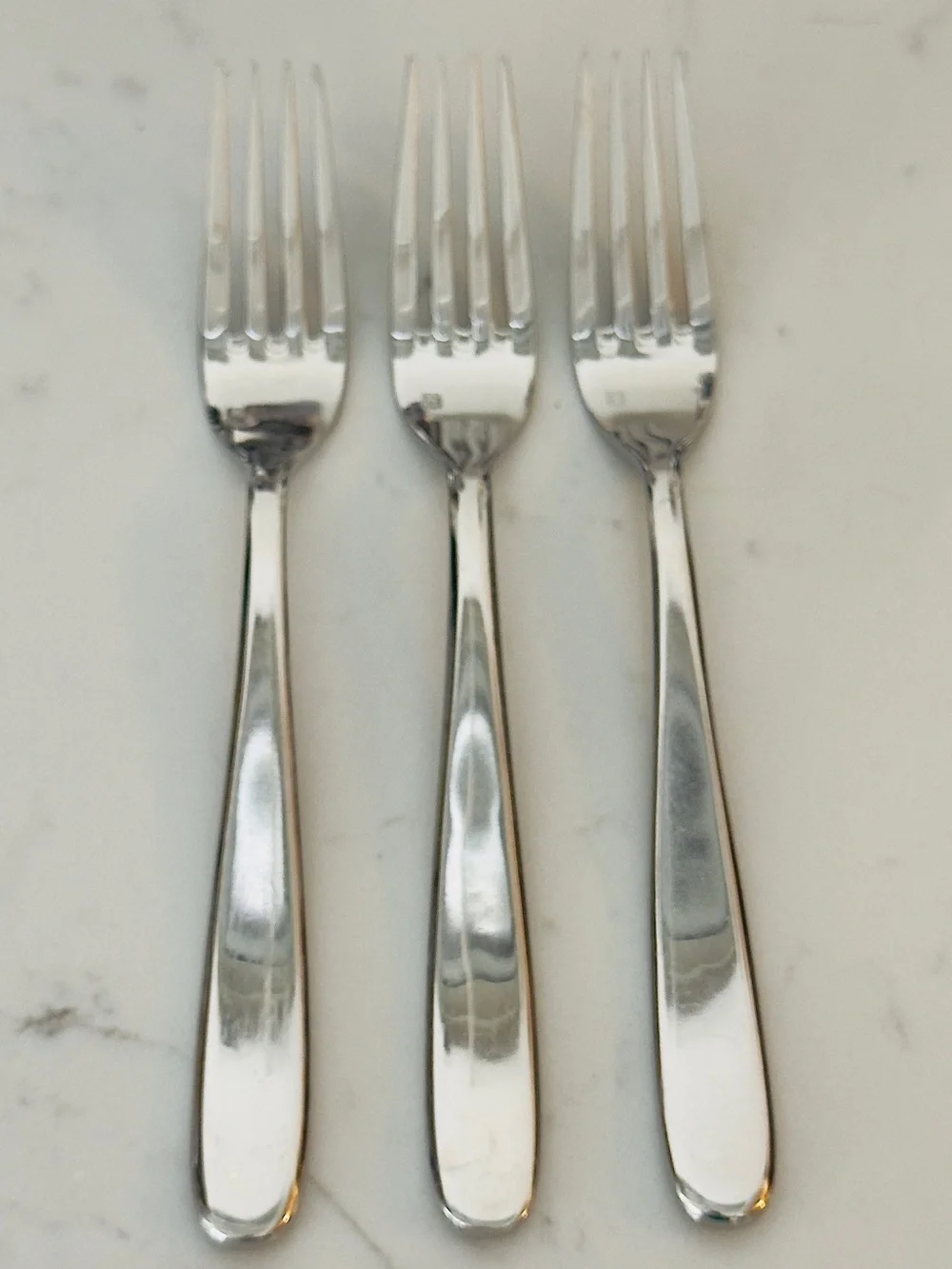 Set of 3 Fortessa Grand City Serving Forks, 9.25” Stamped Front & Back